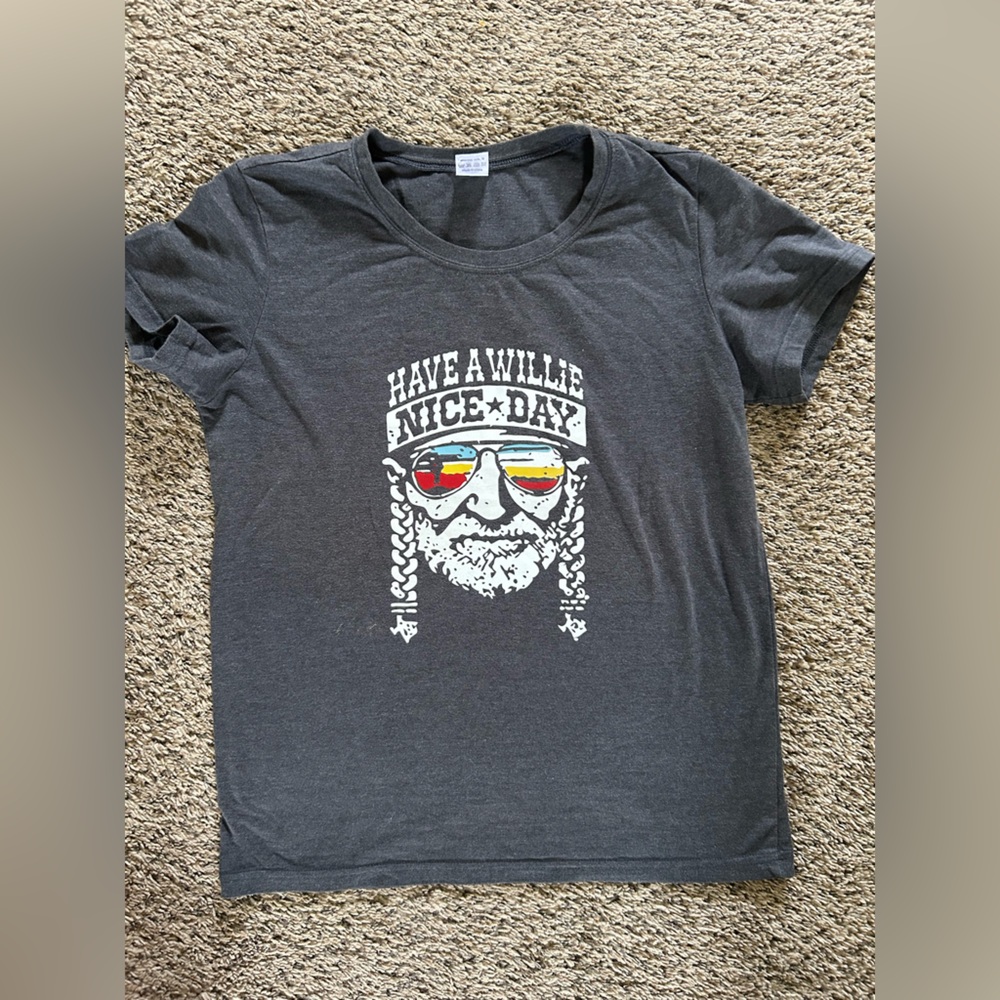 Gray Graphic T-Shirt Willie Nelson